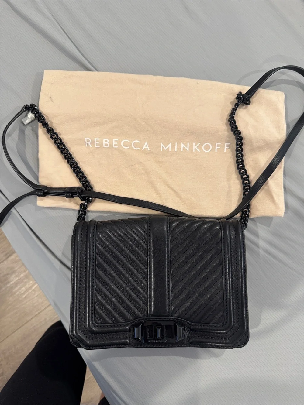 Rebecca Minkoff Black Quilted Leather Chevron Crossbody